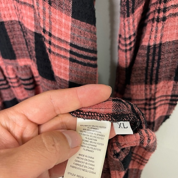 Anthropologie Cloth & Stone NWOT Daia Plaid Peasant Fall Cottage Tie Dress XL - Picture 6 of 8